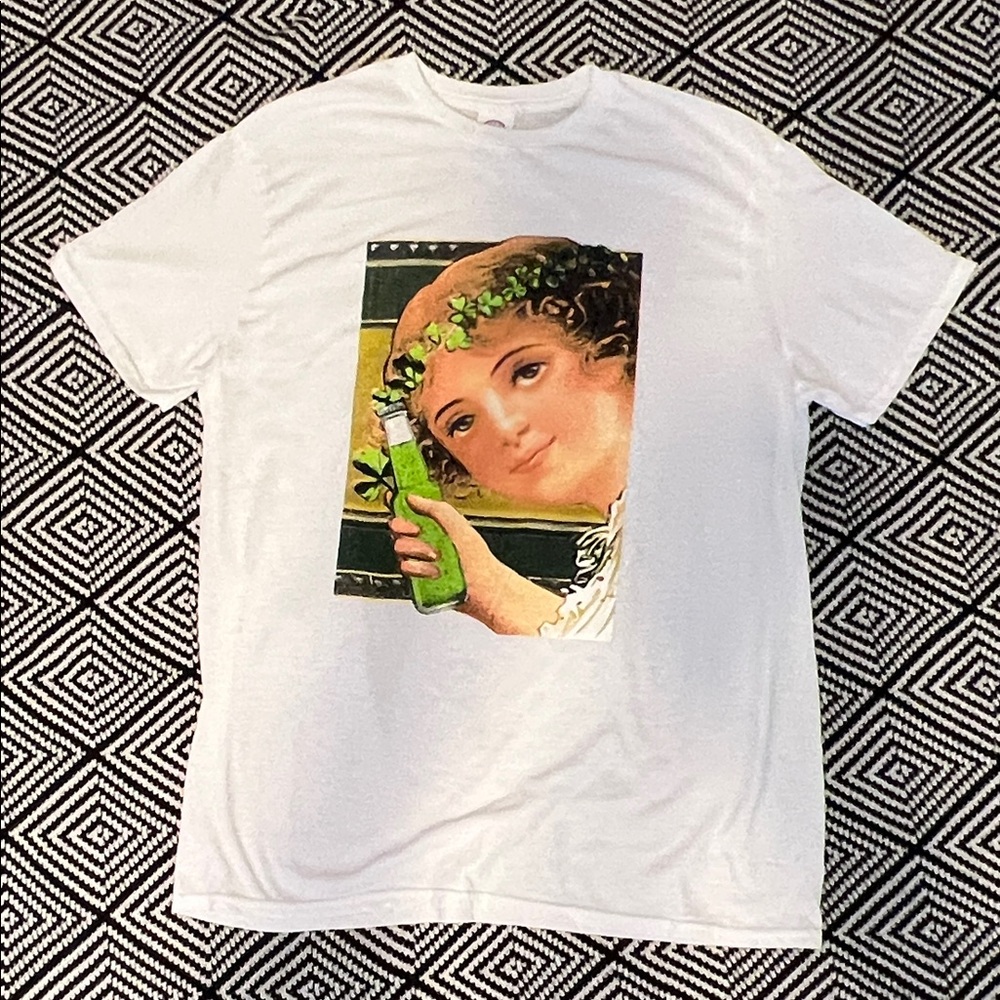 Unlisted White Tee with Vintage Art Print